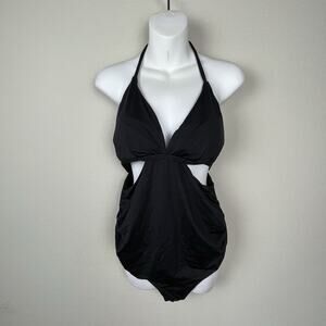 A‎ Pea In The Pod Black Halter One Piece Swimsuit M Cutout Beach Resortwear